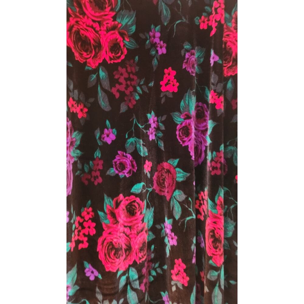 Blair Black Velvet Pink & Purple Roses Open Front Blazer Sz XL - Picture 6 of 6